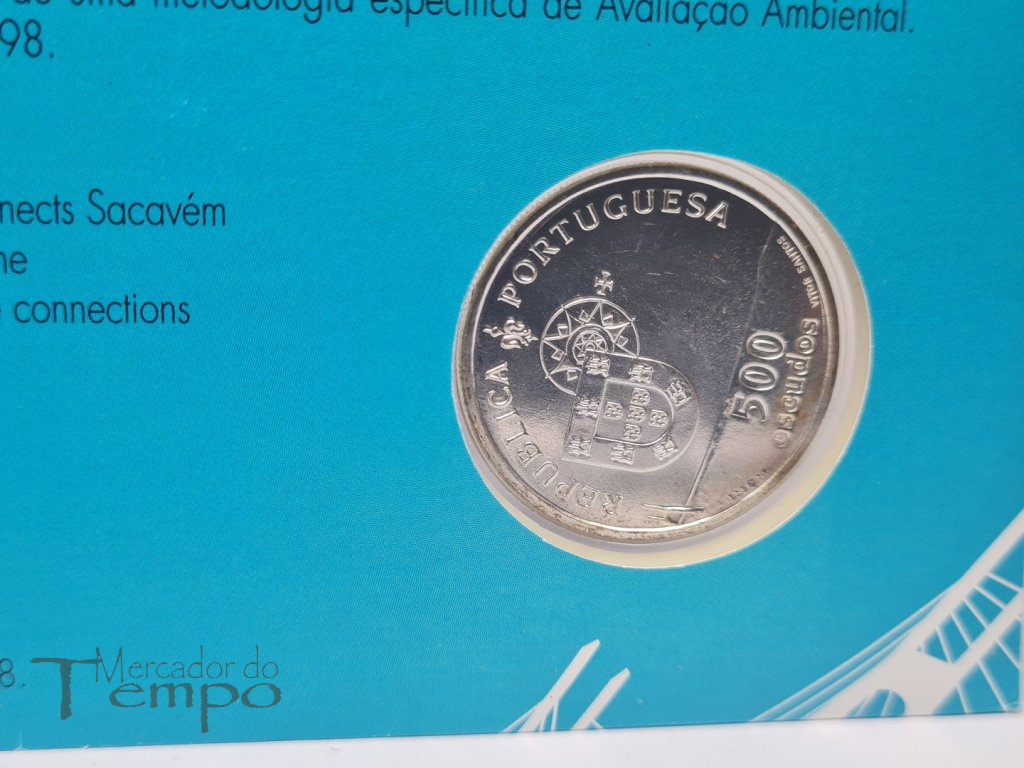 Envelope 1ºdia moeda 500$00 Inauguração Ponte Vasco da Gama 1998