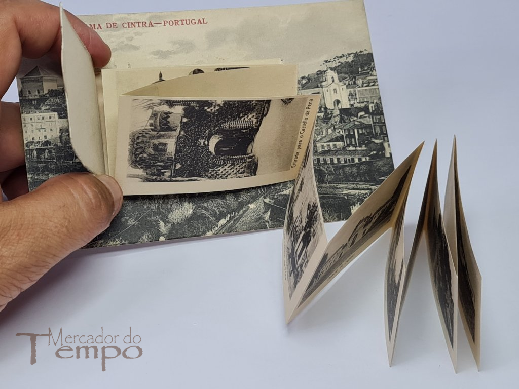 Postal – Panorama de Sintra. abertura central apresenta mais 12 imagens