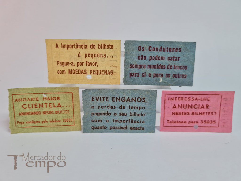 5 Bilhetes C. de F. de Lisboa diversos valores, Capicuas e Publicidade