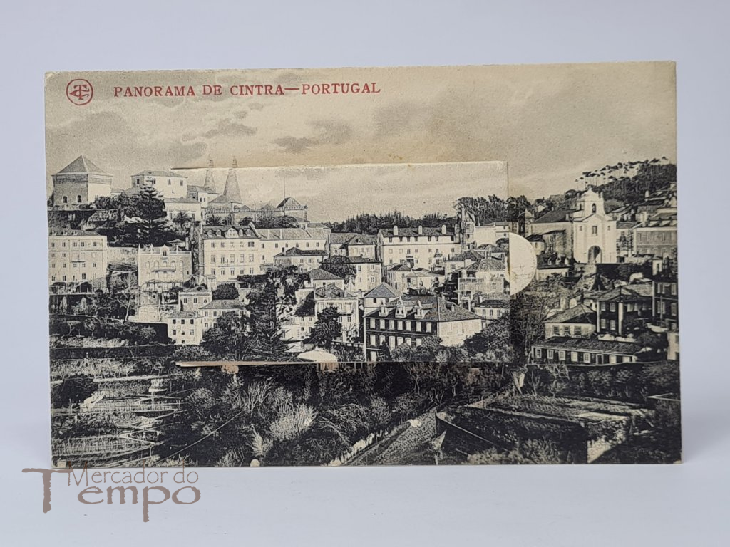 Postal – Panorama de Sintra, abertura central apresenta mais 12 imagens