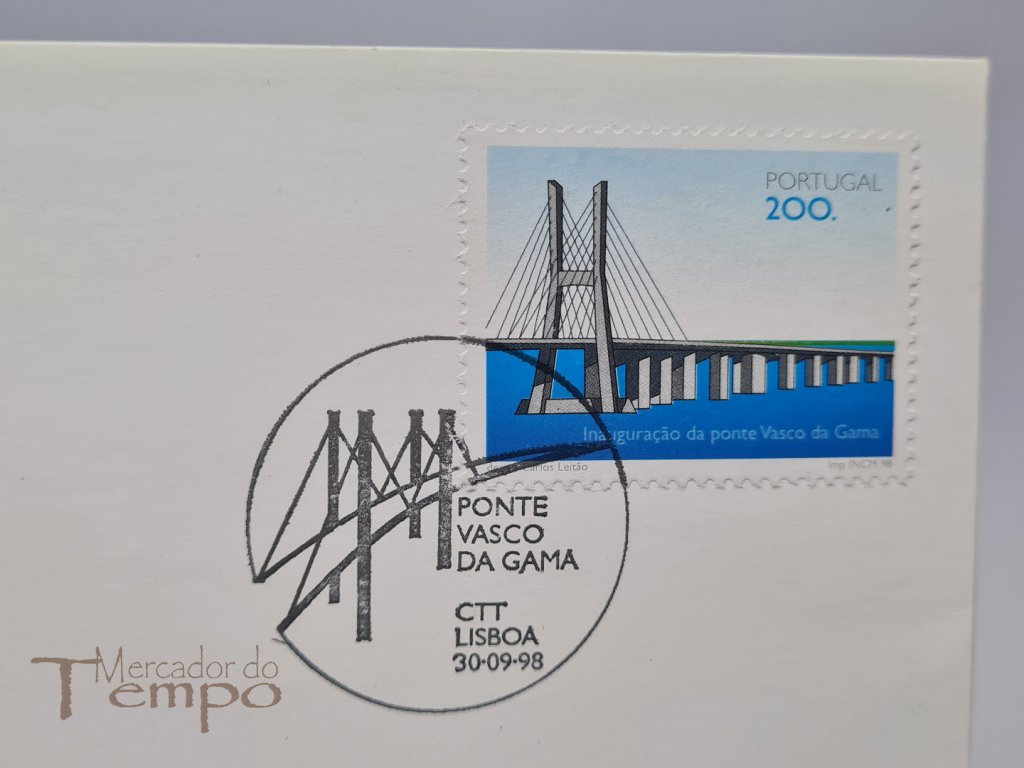 Envelope 1ºdia moeda 500$00 Inauguração Ponte Vasco da Gama 1998