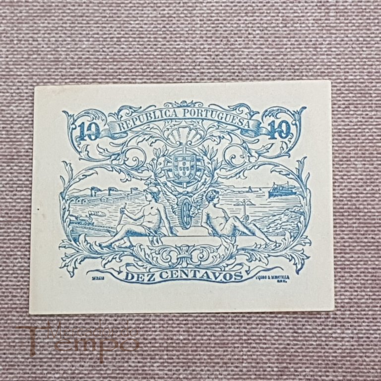 Nota / Cédula Portugal Dez 10 Centavos 1917 # 2