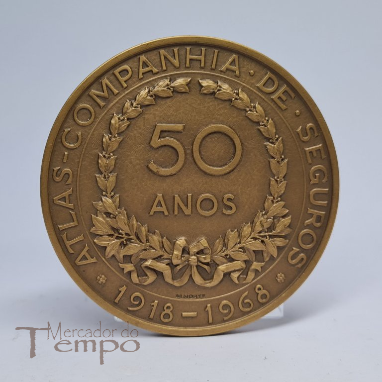 Medalha bronze 50 anos Companhia Seguros Atlas 1918-1968