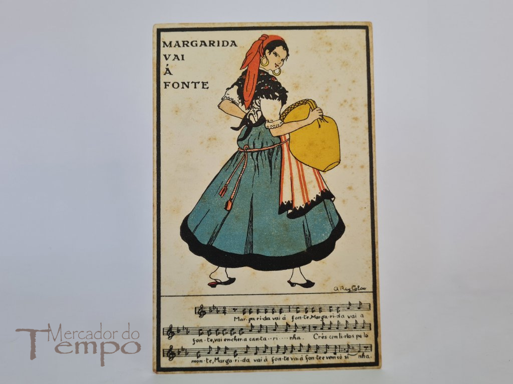 Postal “Margarida vai à Fonte” , A.Rey Colaço - Trajes e Costumes