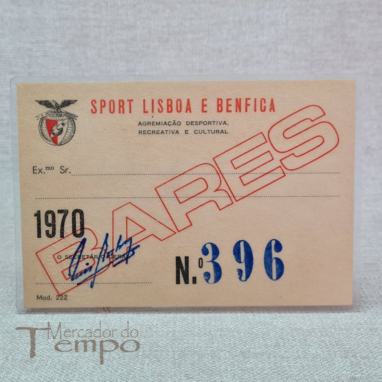 Cartão dos Bares do Sport Lisboa e Benfica 1970