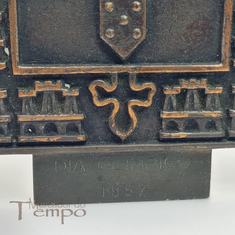 Mocidade Portuguesa Placa em bronze Dia Olimpico, 1957