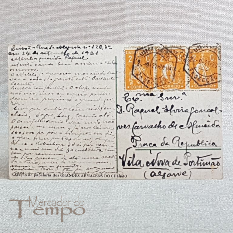 Postal antigo Lisboa - Jardim da Estrela Eléctrico 1921