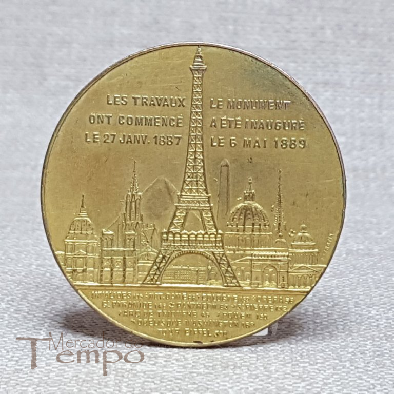 medalha em bronze, recordação da subida à Torre Eifel, datada de 1889
