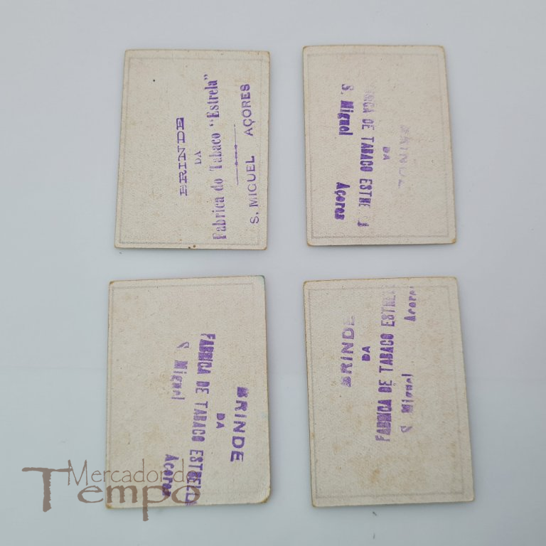  4 brindes cartões, Fábrica de Tabaco Estrela, Açores - Costumes