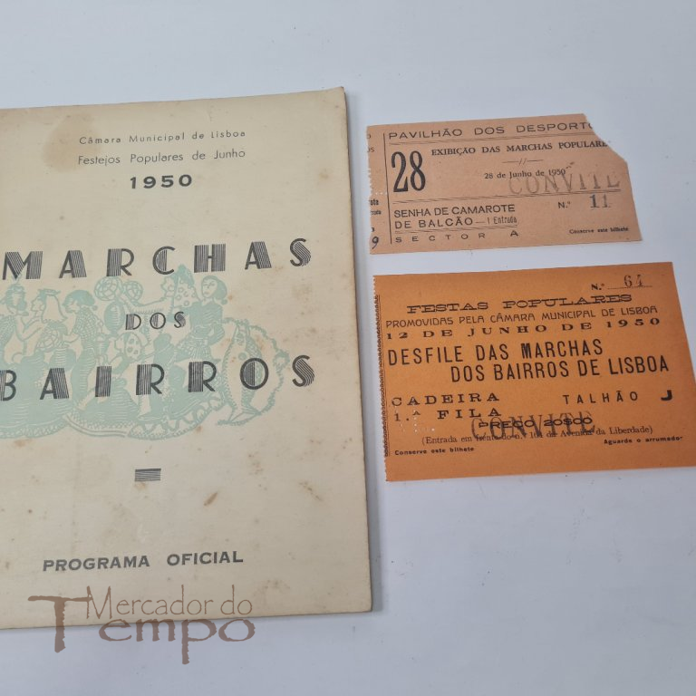 Marchas dos Bairros de Lisboa programa oficial 1950 + Bilhetes