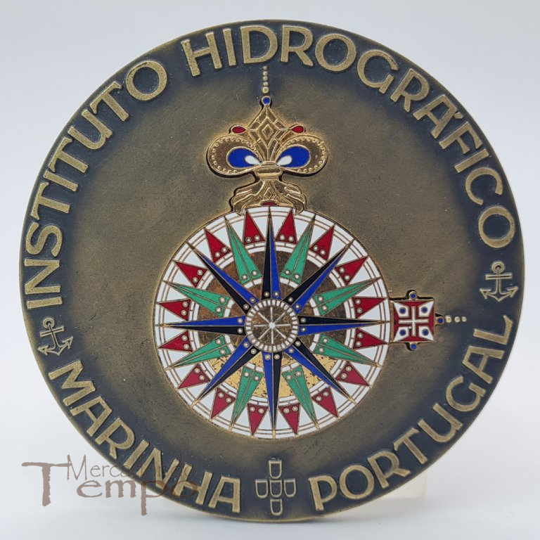 Medalha em bronze com Rosa dos Ventos esmaltada, Instituto Hidrográfico