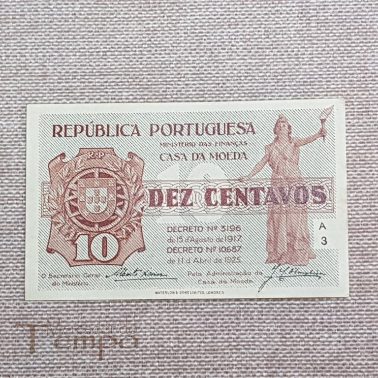 Nota / Cédula Portugal Dez 10 Centavos 1917