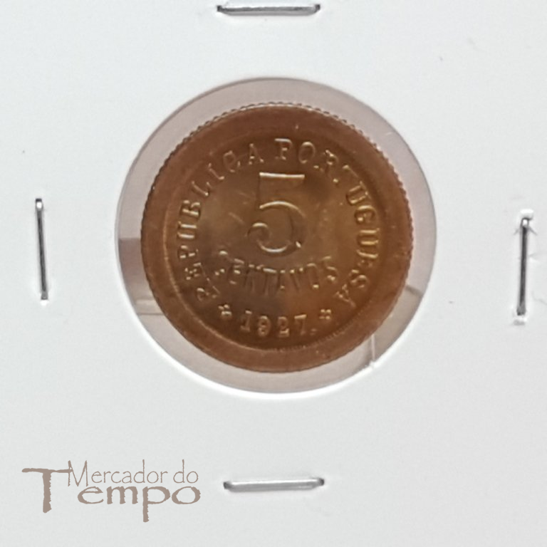 Moeda de 5 centavos de bronze de 1927