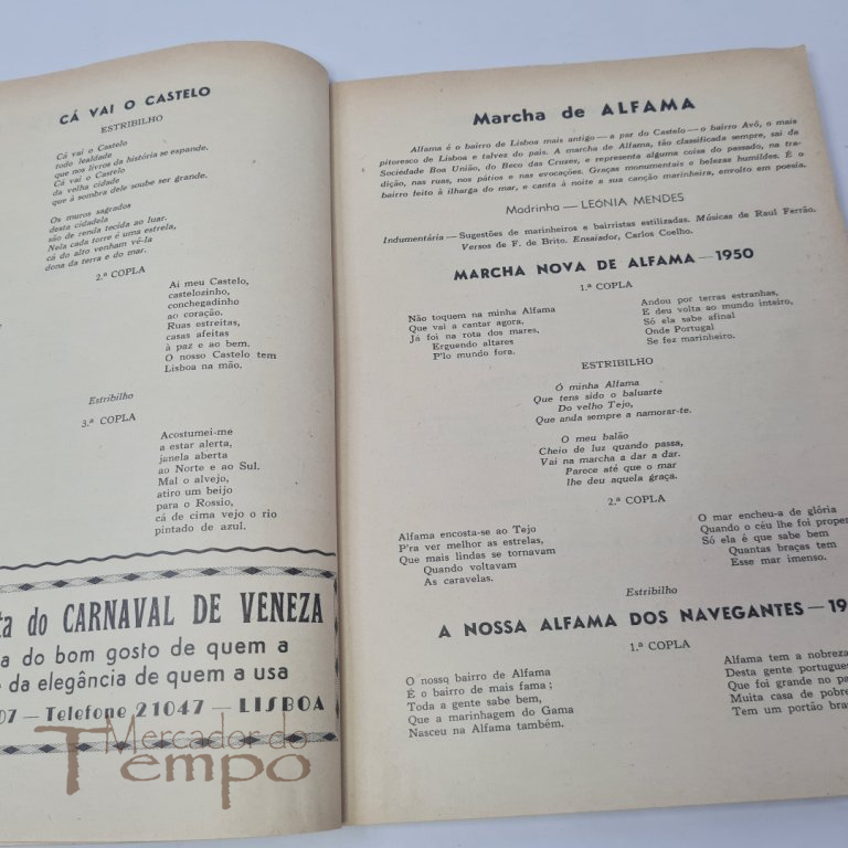 Marchas dos Bairros de Lisboa programa oficial 1950 + Bilhetes