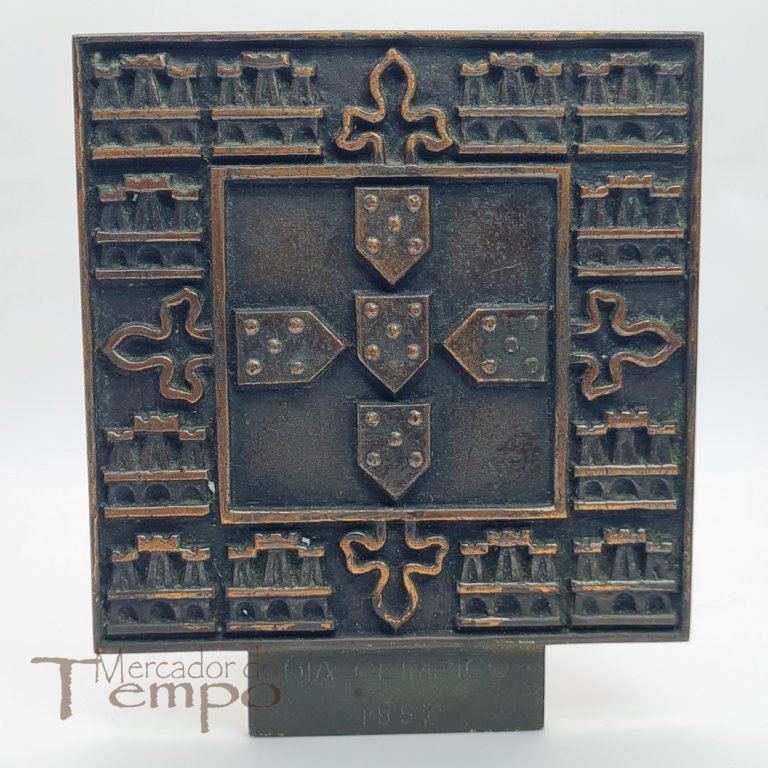 Mocidade Portuguesa Placa em bronze Dia Olimpico, 1957