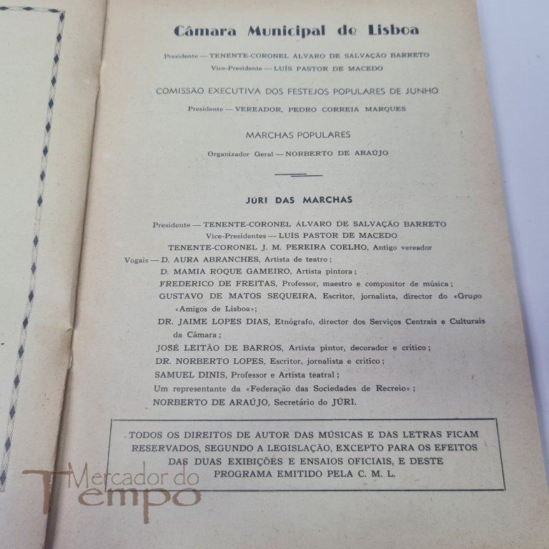 Marchas dos Bairros de Lisboa programa oficial 1950 + Bilhetes
