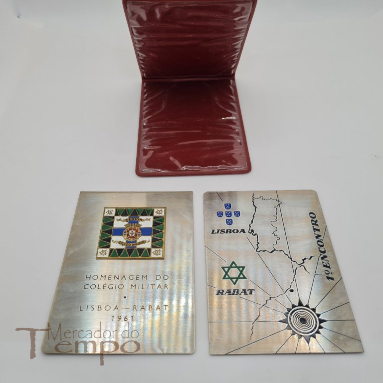 Colégio Militar, Invulgar par de placas em metal e esmaltes, Homenagem do Colégio Militar do 1º Encontro Lisboa - Rabat, 1961