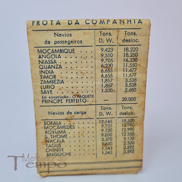 Bloco de folhas “Limpa Lentes” oferta da Companhia Nacional de Navegação