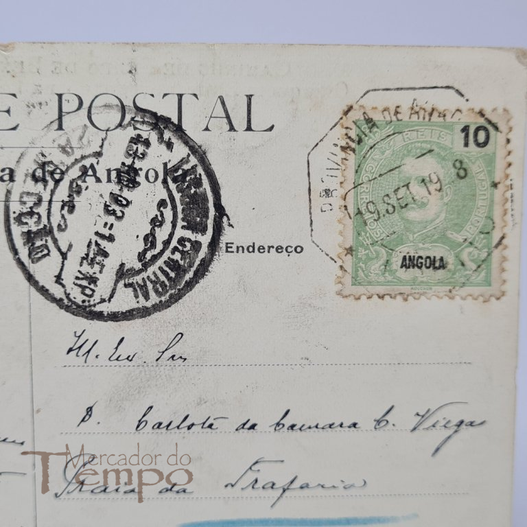 Postal Paquete Zaire na Bahia do Lobito, Circulado datado 1908