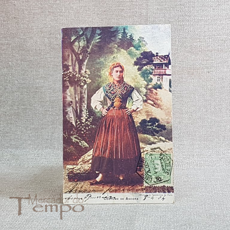 Postal antigo Portugal Costumes - Mulher de Ancora