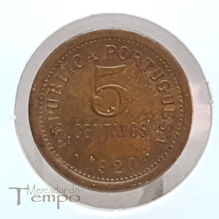 Moeda de 5 centavos de bronze de 1920