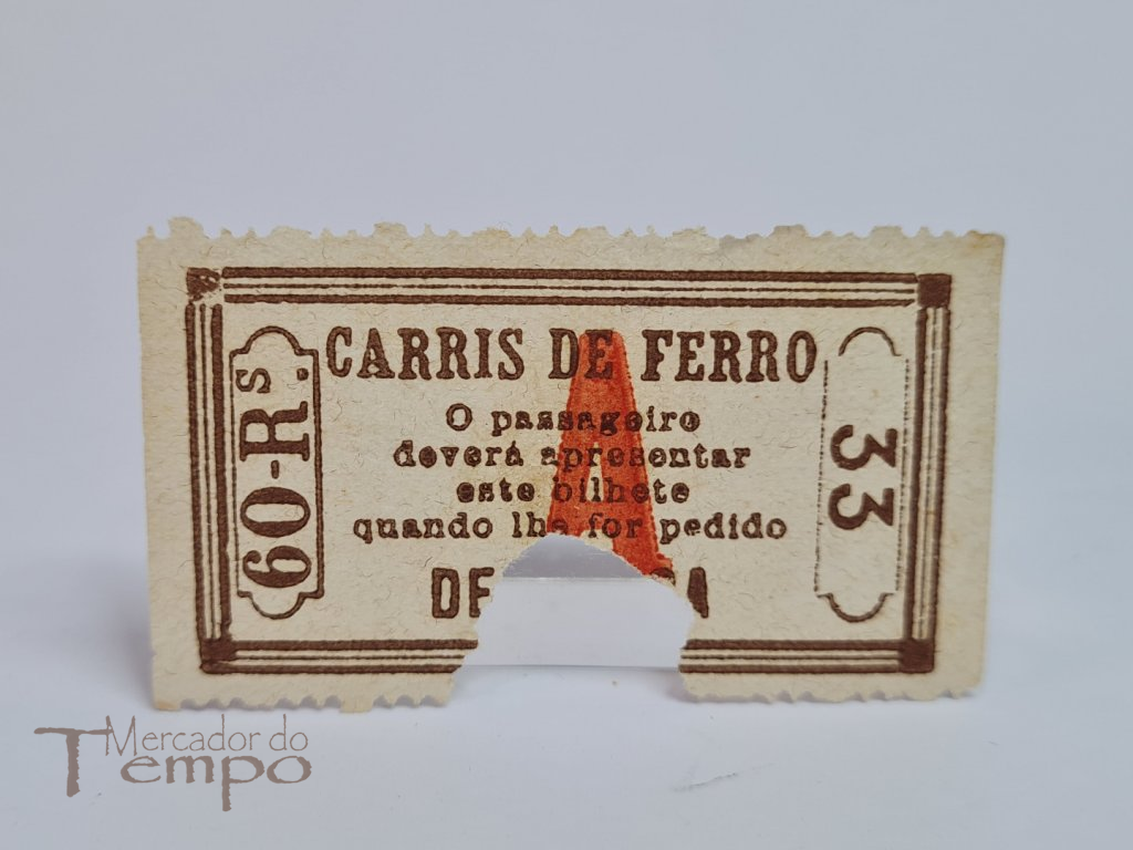 Bilhete de Elétrico 60 Reis dos inicios do Sec.XX (1900 /1909)