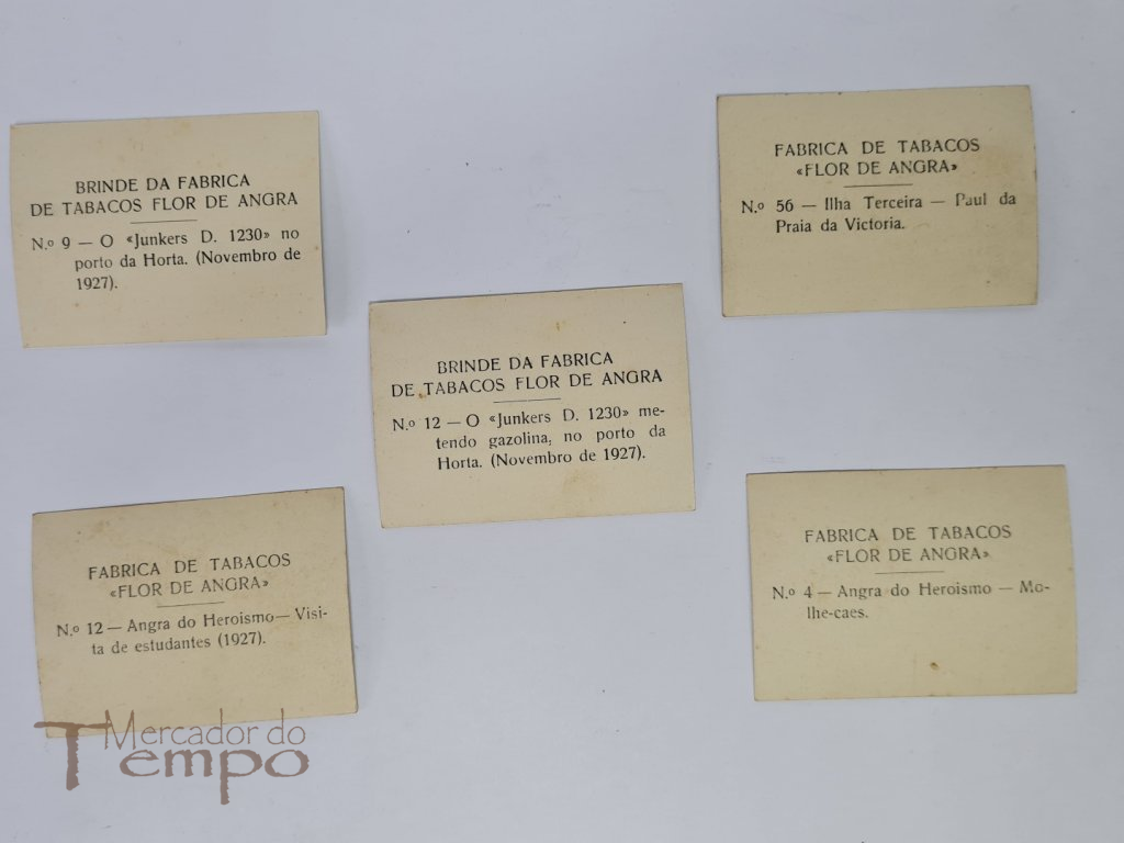 Lote 5 cromos / Cartões, Brindes Fábrica Tabacos Flor de Angra.