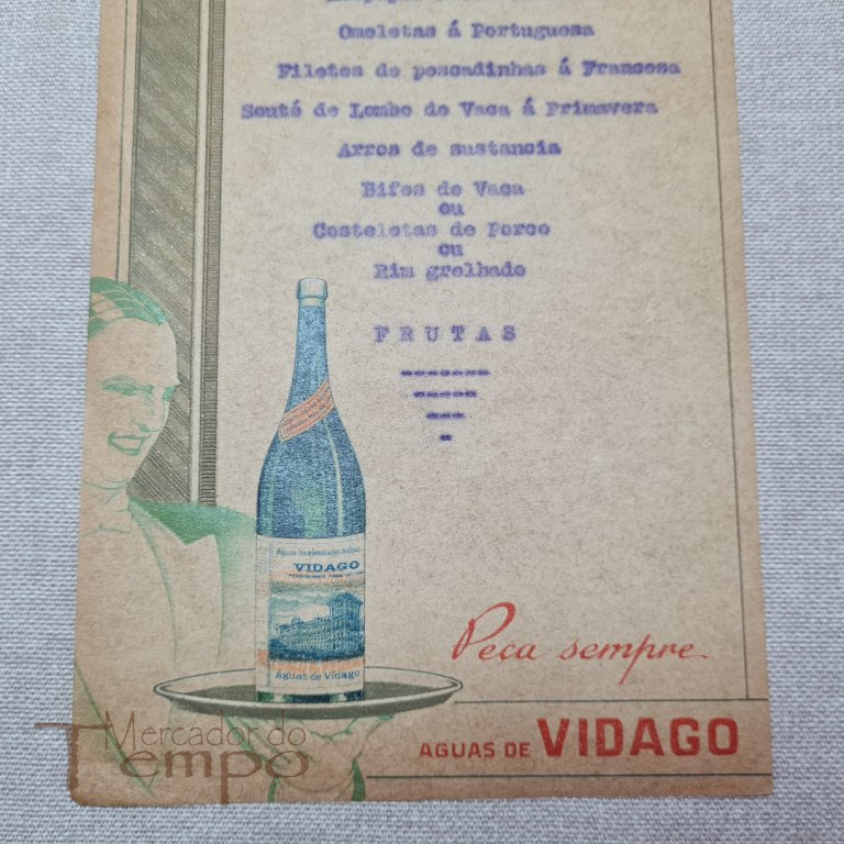 Ementa de 1940 publicitária Águas de Vidago