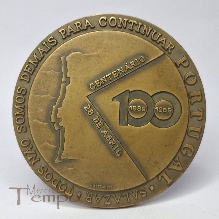 Medalha bronze Salazar - Centenário 1889-1989 