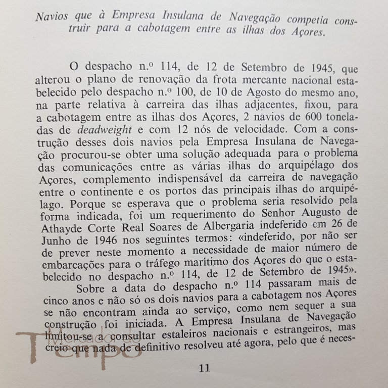 A Navegação para as Ilhas Adjacentes, 1958