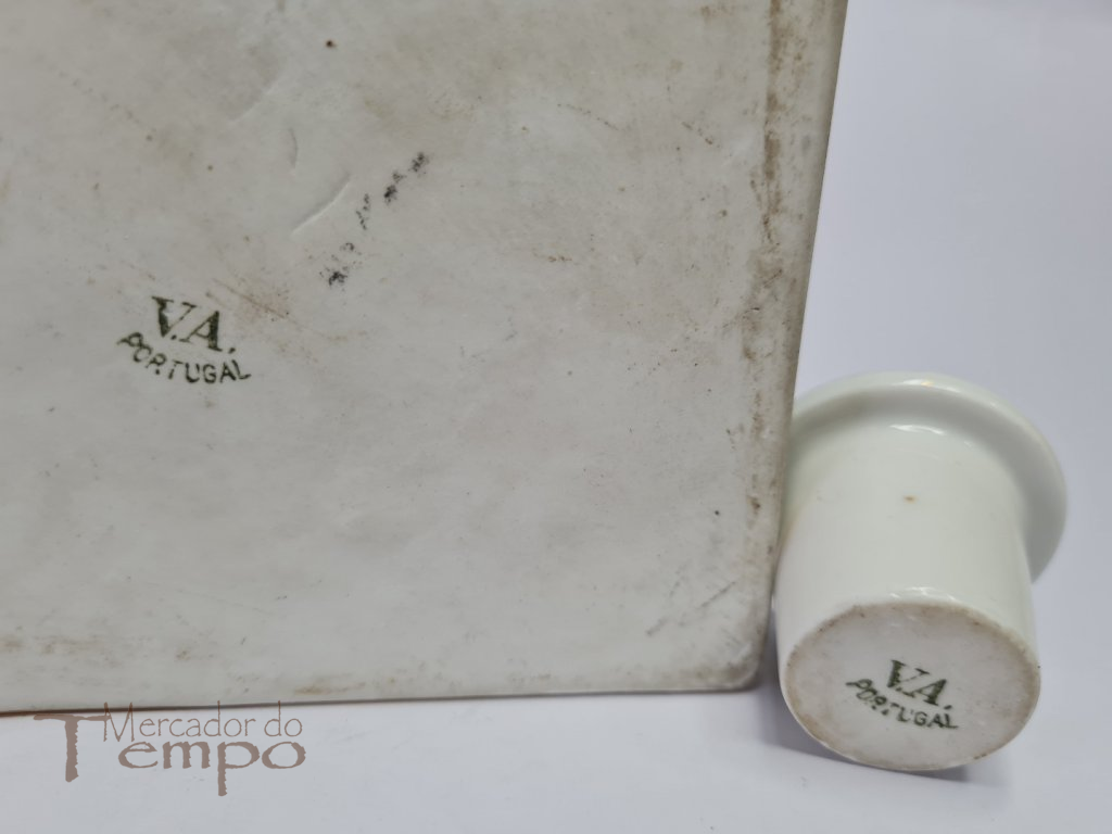 Tinteiro Vista Alegre decoração Vegetalista e Animais 1922-47