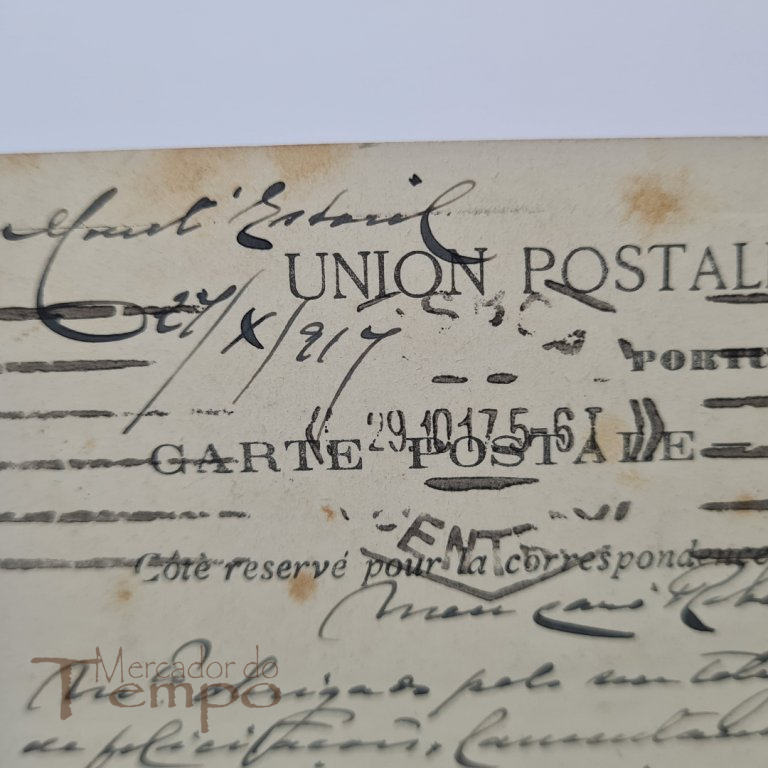 Postal “O Mont’ Estoril”, comboio. Circulado datado 1914
