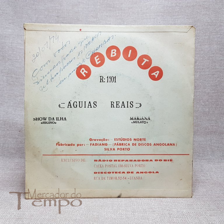Raro Disco 45 rpm Angola - Águias Reais - Show da Ilha 