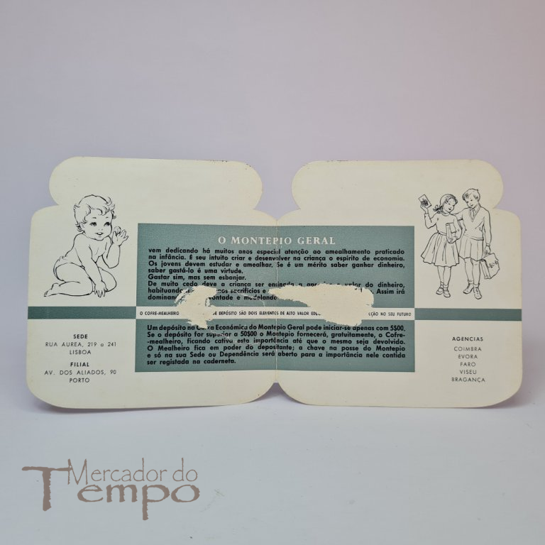 Publicidade do Banco Montepio Geral, com formato de mealheiro