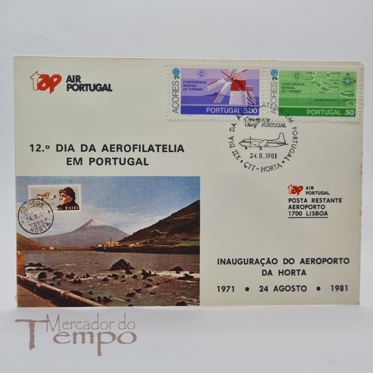 Postal 12º Dia da Aerofilia em Portugal, TAP, Inauguração do Aeroporto da Horta, Açores 1971 – 1981
