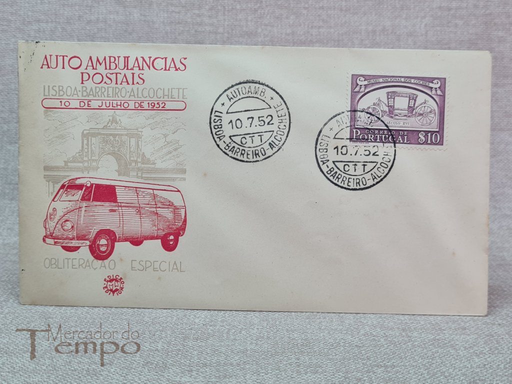 Raro envelope Auto Ambulâncias Postais Volkswagen Pão de Forma 1952