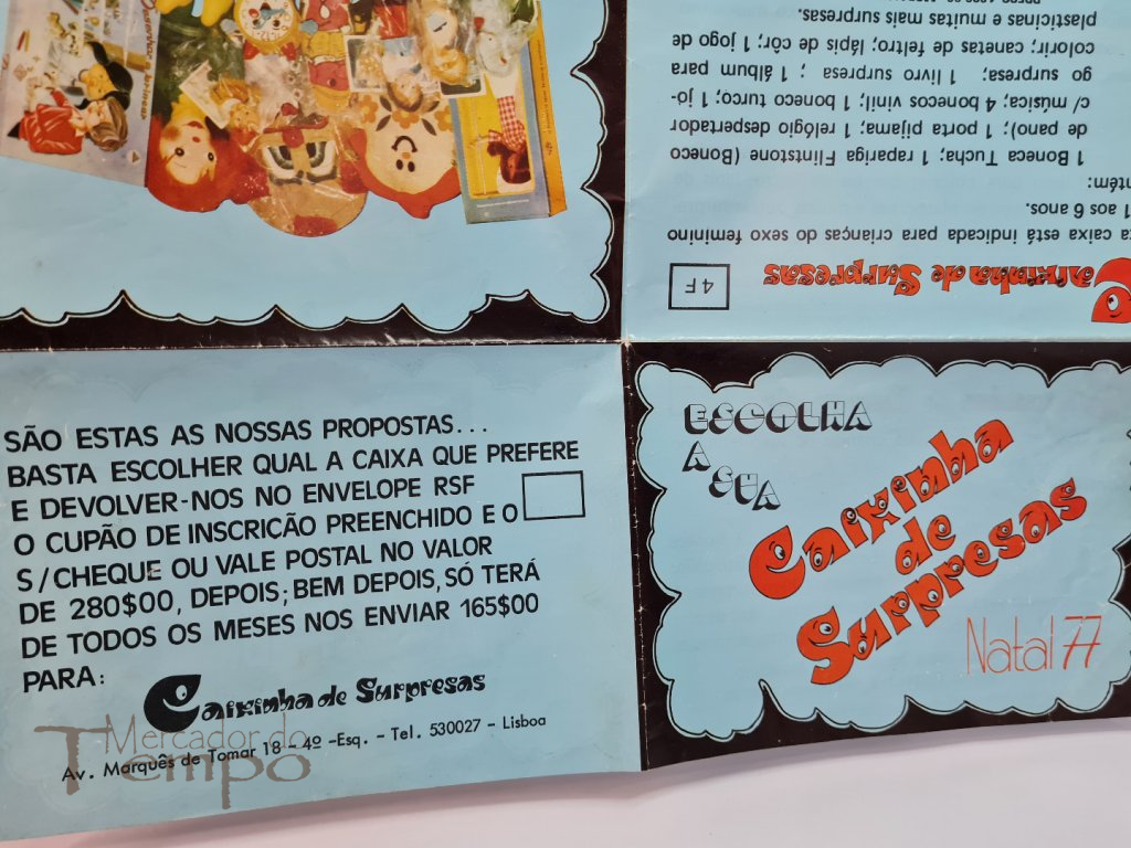 Invulgar prospecto “caixinha de surpresas” do Natal de 1977