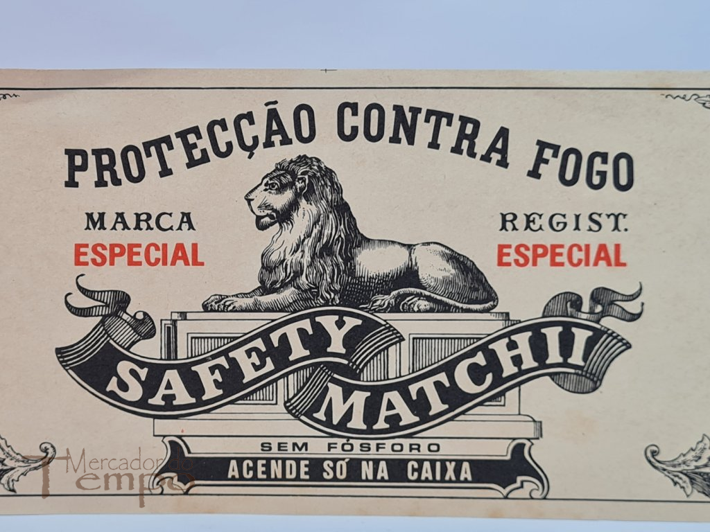Rótulo com publicidade caixas fósforos antigas Safety Match