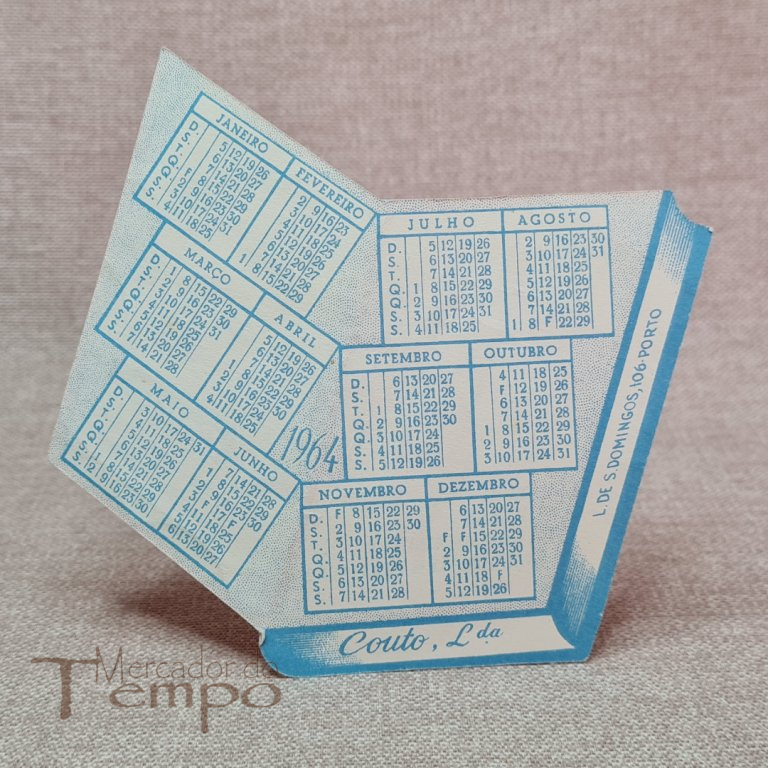 Calendário Publicidade Pasta Medicinal Couto 1964