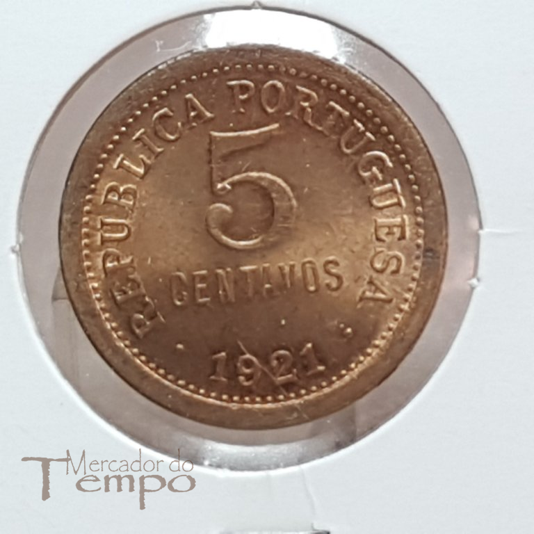 Moeda de 5 centavos de bronze de 1921