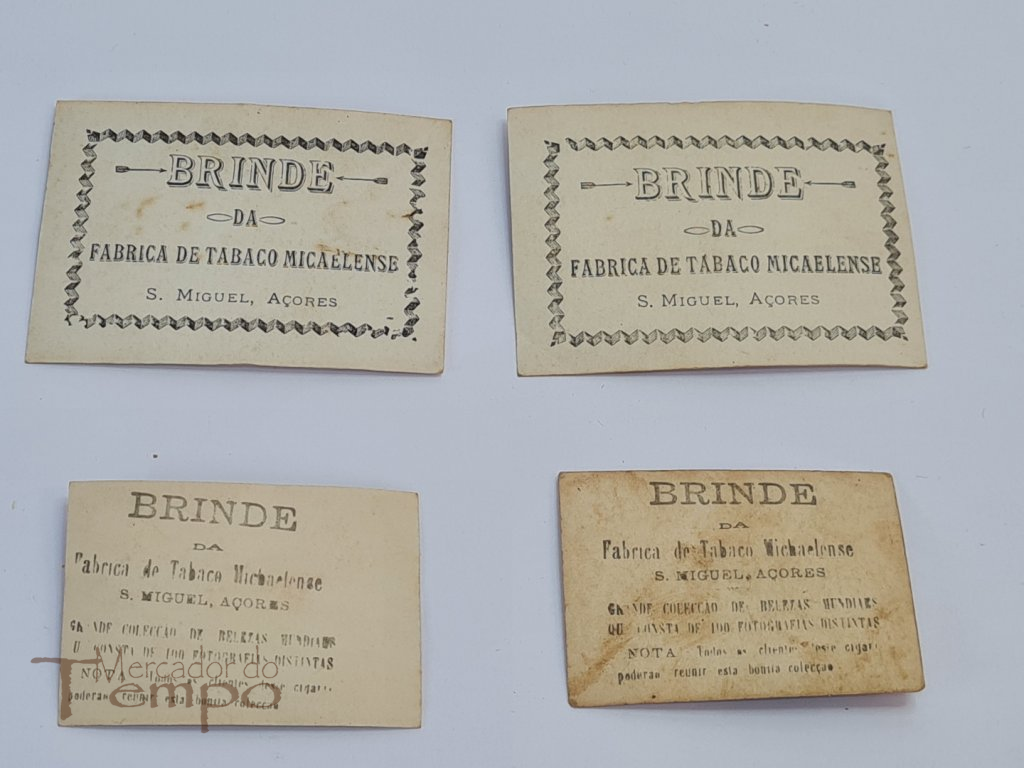 4 cartões brinde dos maços de Tabaco, da Fábrica de Tabaco Micaelense,Açores