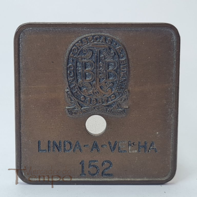 Ficha em bronze do Banco Fonsecas & Burnay de Linda-A-Velha.
