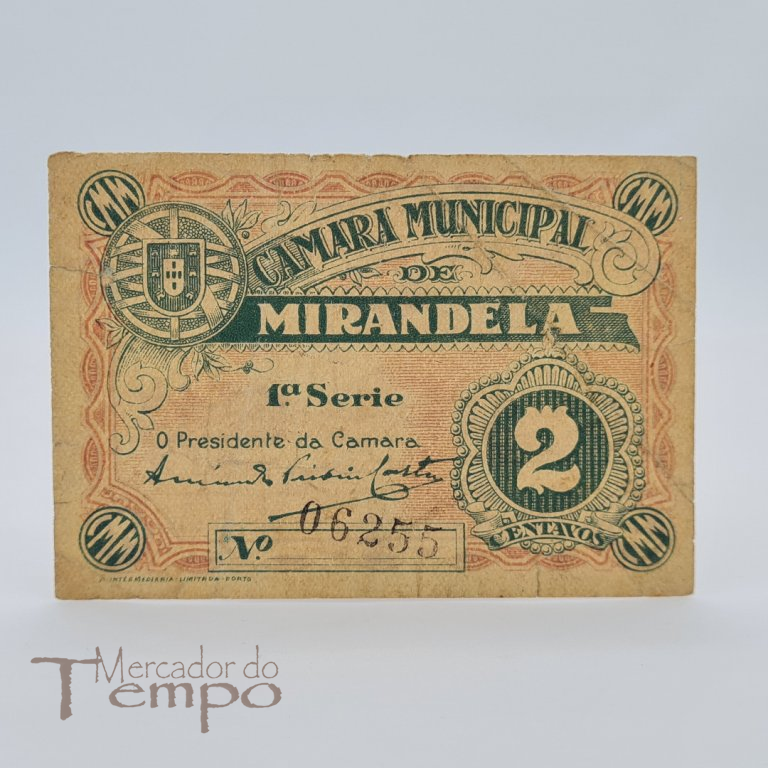 Cédula 2 centavos Câmara Municipal de Mirandela 