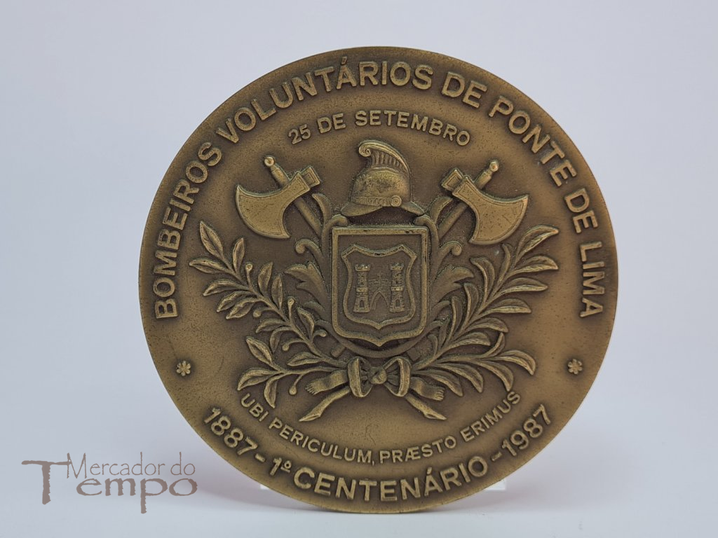 Medalha bronze Bombeiros Voluntários Ponte de Lima 1º Cent. 1987