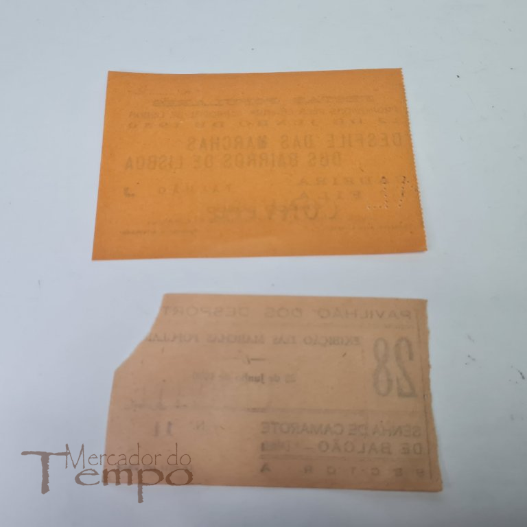 Conjunto 2 Bilhetes para as Festas Populares Lisboa, 1950,