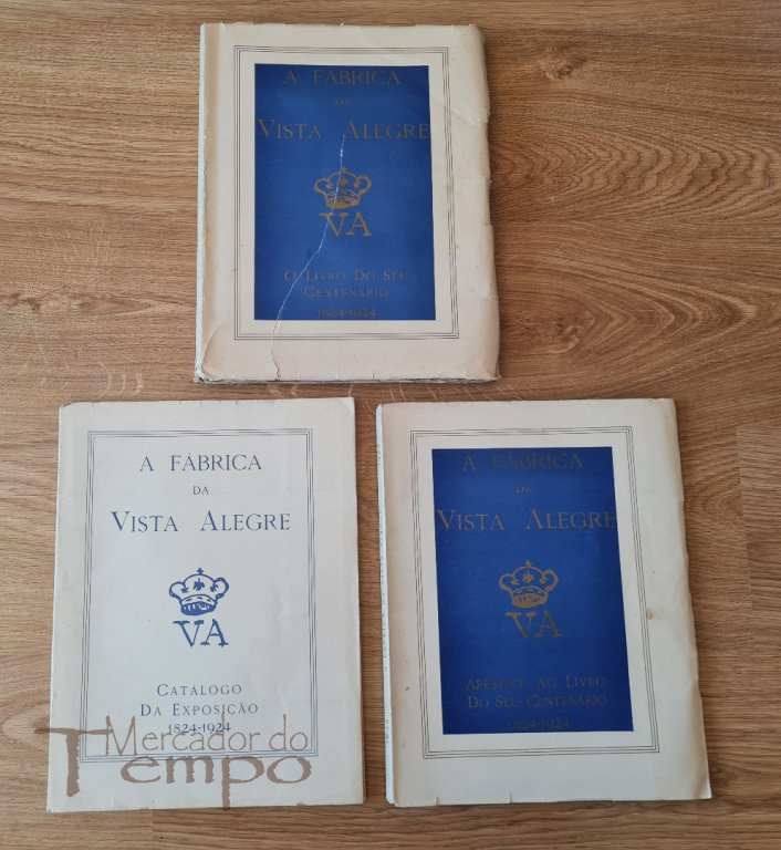 Raro conjunto de 3 livros comemorativos do Centenário da Fábrica da Vista Alegre (1824-1924), Edição Especial de 200 exemplares