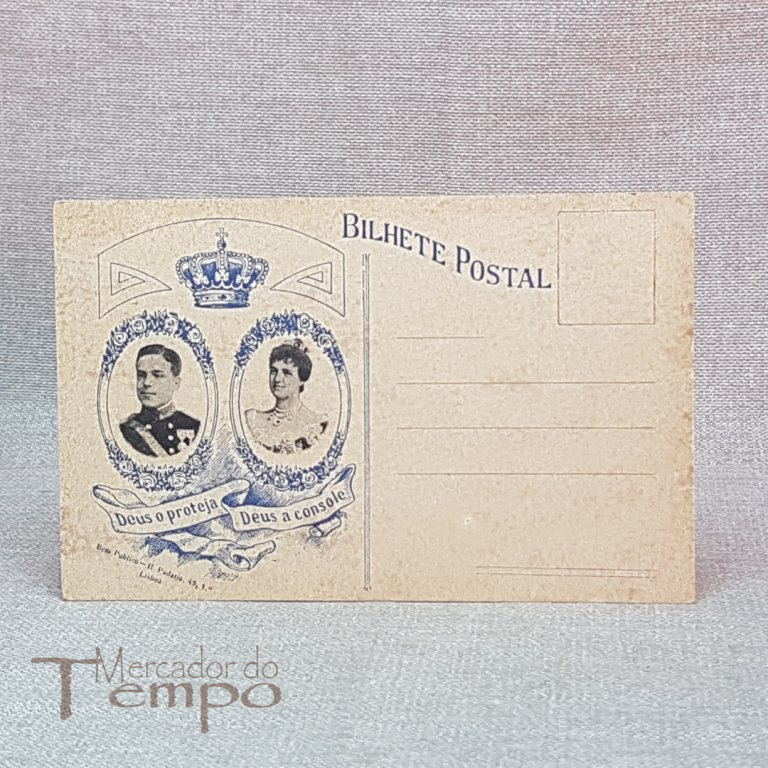 Raro Postal antigo Principe D.Manuel II e Rainha D.Amélia