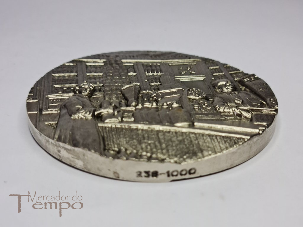 Medalha em bronze prateado Interior de Mercearia antiga