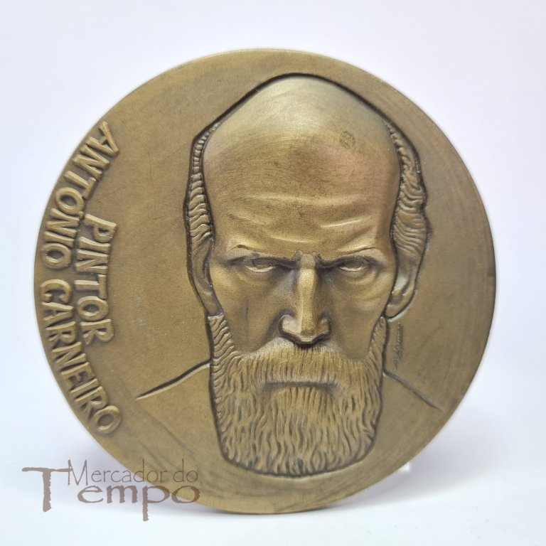 Medalha bronze pintor António Carneiro, assinada M.Nogueira 1972