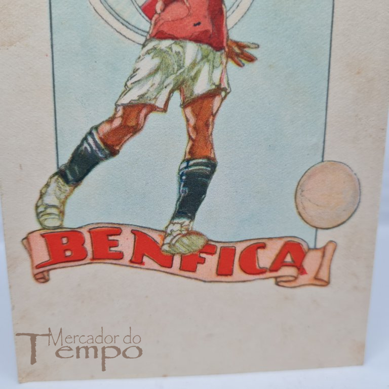 Raro postal original, Benfica, Futebol, ilustração de Jorge Barradas 1927